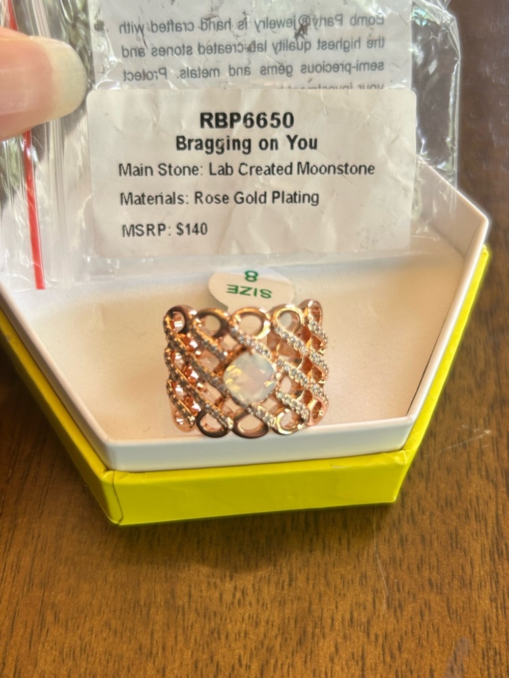 Bomb Party OG Rose Gold Moonstone Ring - Size 8
